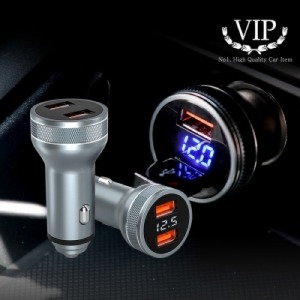 VIP 풀메탈 LED 듀얼QC 3,0 차량용 고속충전기 36W/배터리 전압체크
